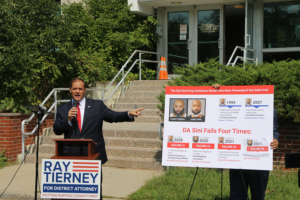 Suffolk County District Attorney Candidate Ray Tierney Highlights How Tim Sini’s Inaction Led To East End Drug Overdose Deaths