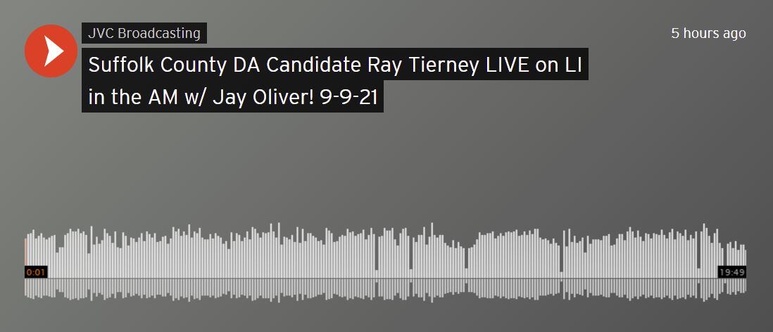 Suffolk County DA Candidate Ray Tierney LIVE on LI in the AM with Jay Oliver!